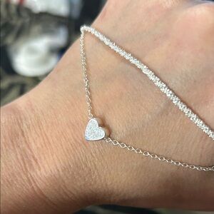 Silver Heart Pendant anklet